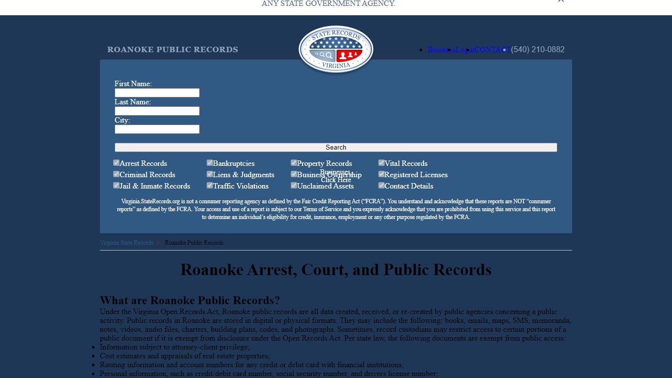 Roanoke Arrest and Public Records | Virginia.StateRecords.org